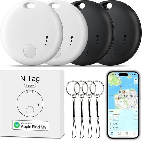Tracker Tag 4 Packs Bluetooth Tracker ، جهاز تتبع موقع العلامات الذكية ، Finder Keys ومحدد العناصر ، مكتشفو عنصر تعقب الهواء مع Find (iOS فقط) تتبع مفاتيحك ومحفظة الأمتعة والحيوانات الأليفة والحقيبة in Kuwait