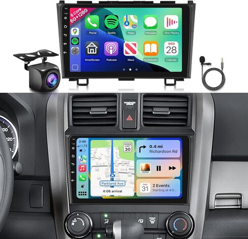 4G+64G Car Radio Stereo for Honda CRV 2007-2011, Wireless CarPlay Android Auto 9 Inch IPS Touch Screen Android 13 GPS Head Unit WiFi Bluetooth DSP Audio USB Dual Mic HD Rear Camera in Saudi Arabia