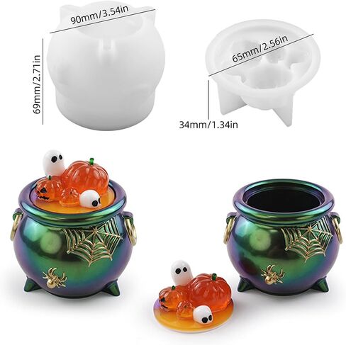 قوالب راتنج راتنج Actvty Witch Cauldron ، قوالب سيليكون مرجل الفقاعات لالتصاب راتنج الايبوكسي ، قالب جرة الهالوين مع صندوق تخزين المجوهرات DIY ، حاوية حلوى ، جرة الشموع in Kuwait