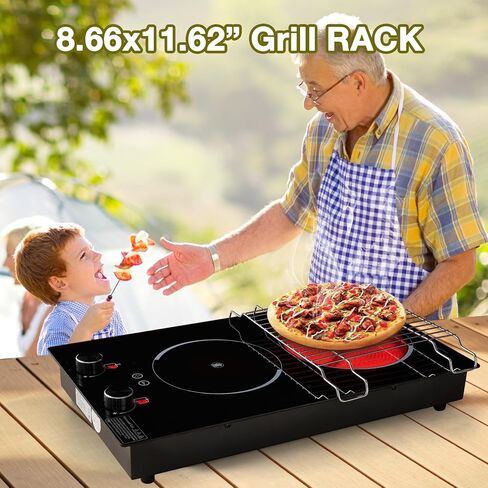 Electric Cooktop,110V 2100W Stove top,Countertop and Built-in 2 burner cooktop,9-speed power, child safety lock, timer, knob and touch control 2 burner Electric cooktop in Kuwait