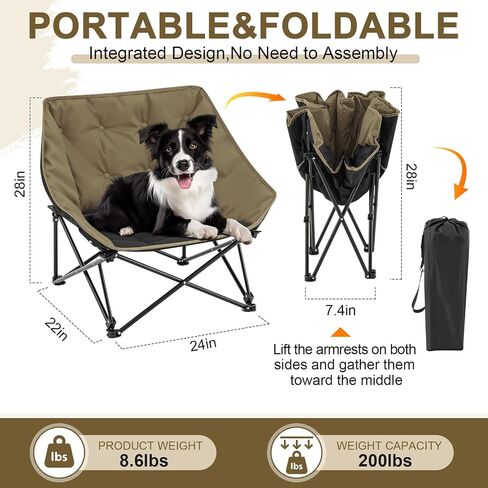 Portable Dog Camping Chairs for Dogs Raised Pet Bed for Outdoor Folding Chair Patio Lazy Puppy Cot Heavy Duty Pet Camping Gear(29 x 45 x 20 Inches,Check) in Saudi Arabia