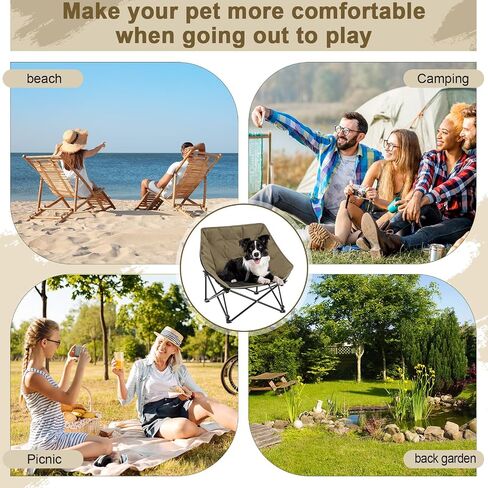 Portable Dog Camping Chairs for Dogs Raised Pet Bed for Outdoor Folding Chair Patio Lazy Puppy Cot Heavy Duty Pet Camping Gear(29 x 45 x 20 Inches,Check) in Saudi Arabia