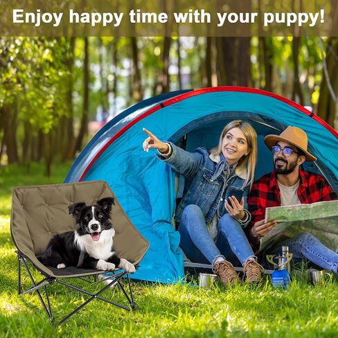 Portable Dog Camping Chairs for Dogs Raised Pet Bed for Outdoor Folding Chair Patio Lazy Puppy Cot Heavy Duty Pet Camping Gear(29 x 45 x 20 Inches,Check) in Saudi Arabia