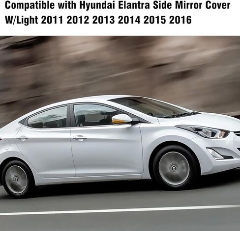 yumzeco متوافق مع Hyundai Elantra MD Side Mirror Cover Cap 2011 2012 2013 2014 2015 2015 ، CAPER Side Mirror Caps بديل W/Light ، Clip-On Replac in Kuwait