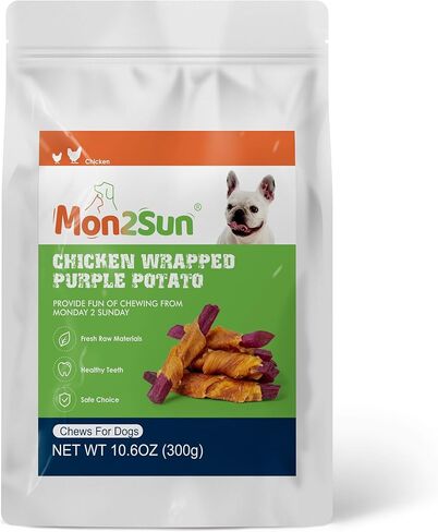 Mon2Sun Rawhide Cog Treats ، وجبات خفيفة من الدجاج ملفوفة ، ومضغ صحي وطبيعي للكلاب الصغيرة ، 10.6 أوقية (15 عدد - حزمة 1) in Kuwait