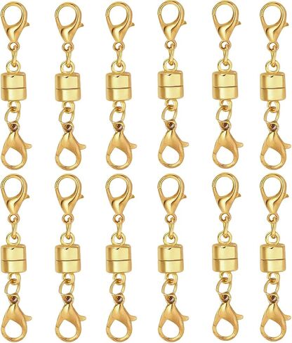 12PCS Magnetic Necklace Clasp and Closures with Double Lobster Clasp, 14K Gold & Silver Jewelry Extenders for Women Necklaces, Bracelets & DIY Crafts in Saudi Arabia