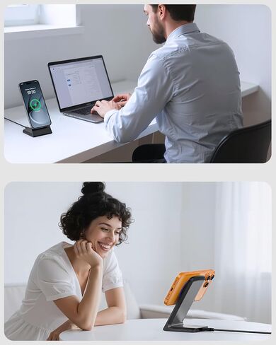 MAG Safe Charger Stand for iPhone: محطة شحن لاسلكية سريعة معتمدة من QI لسلسلة iPhone 16/15/14/13/12 (Onyx Black) in Kuwait