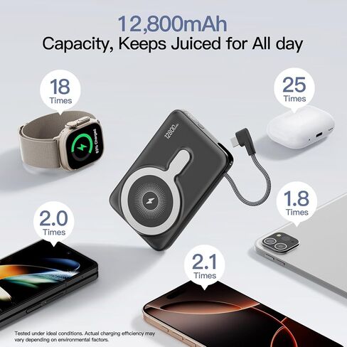 2025 أحدث Magnetic Ultra Slim 0.4 '' 'Bank Wireless Power ، شاحن محمول 12800 مللي أمبير في الساعة مع كابل وزملا in Kuwait