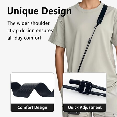 Phone Lanyard Crossbody - حزام هاتف قابل للتعديل ومريح للسفر ، والاستخدام في الهواء الطلق ، والاستخدام اليومي ، وملاءمة عالمية للرجال والنساء (أسود) in Kuwait