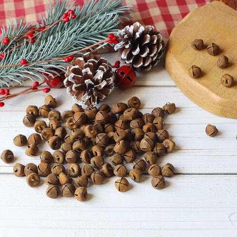 100 قطعة ريفية Primitive Craft Mini Jingle Bells ، لصياغة أجراس الزهور الزهور ، منزل العطلات وديكورات عيد الميلاد (ROSTY 0.39 بوصة) ....... in Kuwait
