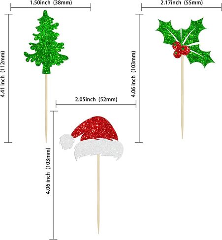 24pcs Christmas One Cupcake Toppers Red Glitter First Birthday Party Cupcake يختار استحمام الطفل in Saudi Arabia