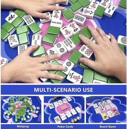 Pink Mahjong Mat for Table مع قواعد غلاف طاولة تقليل الانزلاق والضوضاء لـ Mahjong ، لعبة البوكر ، ألعاب الورق ، ألعاب الطاولة ، Dominoes ، ألعاب البلاط 31.5 "× 31.5" مع حقيبة حمل واحدة in Kuwait