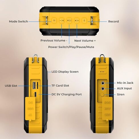 Bluetooth 5.0 Voice Amplifier with Wireless Mic Headset, Waterproof Personal Microphone Wireless Voice Amplifier, 20W Loudly Portable Megaphone PA System for Teachers, Safety Drills, Outdoors Indoors in Saudi Arabia