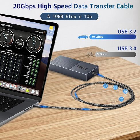 USB c Data Cable 20Gbps，USB c Monitor Cable,USB c Display Cable,USB c 3.2 gen 2 Cable 240W USB c Video Cable 4K@144Hz USB C Data Transfer Cable,(5ft) in Kuwait
