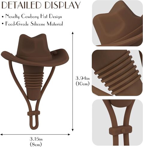 Cowboy Hat Silicone Wine Stopper, Funny Hat Shaped Wine Stoppers, Cute Kitchen Gadgets Wine Accessories Tools Gifts, Decoration Bottle Stoppers (2 Pack/Wheat color) in Saudi Arabia