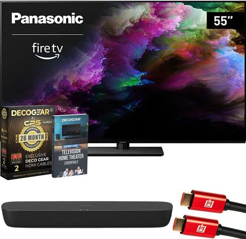 Panasonic TV-65Z85AP Z85 65" OLED 4K UHD Fire TV 2024 Bundle with HTB200 Compact Soundbar, CPS Exclusive 26 Month Protection, 2X HDMI Cable & Deco Gear Complete Home Theater Beginner's Guidebook in Saudi Arabia