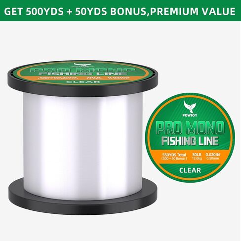 30lb clear monofilament fishing line with knot guide for big game in freshwater & saltwater,premium nylon string is strength and invisible, also suitable for hanging decoration&crafts, ice fish in Saudi Arabia
