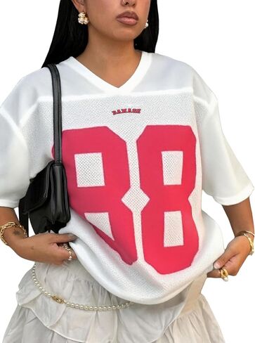 Verdusa Women's Plus Size Jersey Shirts Number Graphic Tees Short Sleeve T Shirt in Saudi Arabia