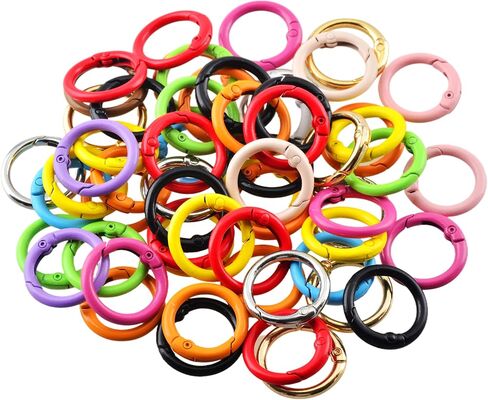 Carabiner Clip 48Pcs Metal Colored Key Ring Clip Circle Keychain Rings Bulk Spring O Ring Round Cute Carabiner Spring Snap Hook Key Chain Clips for DIY Keychain Bag Charm Handbag Purse Dog in Kuwait