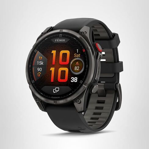 Garmin fēnix® 8 Pro, 47mm, AMOLED Display, Premium Connected Multisport GPS Smartwatch, inReach® Technology, Sapphire, Carbon Gray DLC Titanium with Black/Pebble Gray Silicone Band in Saudi Arabia
