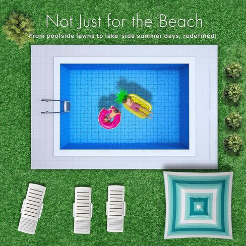 Premium Beach Cabana - Umbrellissimo Sage. Includes Sand Anchor, Designer Canvas Prints & Fringe finishes, Sand Pockets, pegs, Matching Carry Bag. Easy Set up 6.6'x6.6' of Cool UPF 50+ Shade in Saudi Arabia