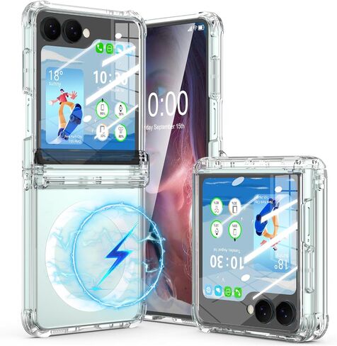 تم تصميمه لحالة Samsung Galaxy Z Flip 7 مع حماية المفصلات وحماية شاشة زجاجي مضمّنة من أجل Flip 7 Wrackproof Protection Phone Cover (Clear) in Kuwait