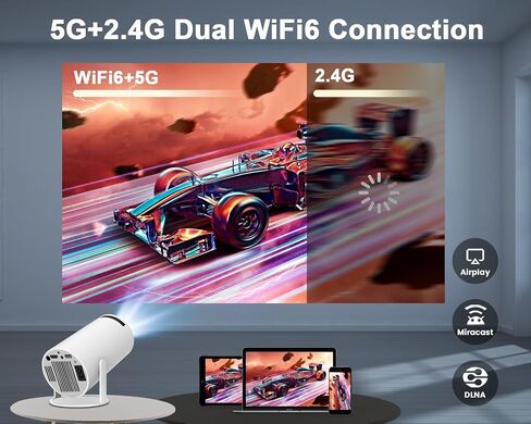 【Electric Focus】Projector with WiFi 6 and Bluetooth 5.0, Mini Portable Native 720P with 4K Support, Smart Proyector Built in Android 11, Auto Vertical Keystone, Home Movie Projectors for Outdoor in Kuwait
