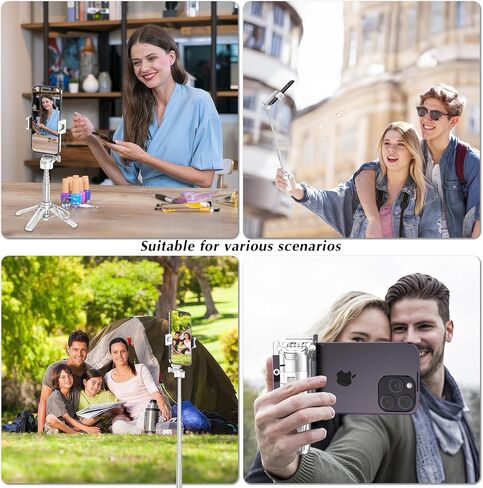Mini Selfie Stick Tripod, Extendable Grip Phone Tripod with Detachable Remote Pocket Size, 4-in-1 Mini Phone Grip, 10m Wireless Shutter, Vlog Livestreaming Photography （Black） in Kuwait