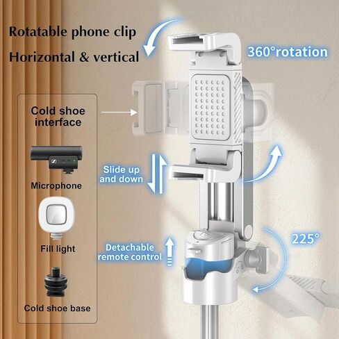 Mini Selfie Stick Tripod, Extendable Grip Phone Tripod with Detachable Remote Pocket Size, 4-in-1 Mini Phone Grip, 10m Wireless Shutter, Vlog Livestreaming Photography （Black） in Kuwait