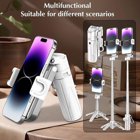 Mini Selfie Stick Tripod, Extendable Grip Phone Tripod with Detachable Remote Pocket Size, 4-in-1 Mini Phone Grip, 10m Wireless Shutter, Vlog Livestreaming Photography （Black） in Kuwait