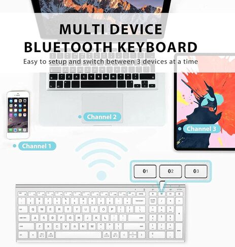 iClever Bluetooth Keyboard Quiet Typing Multi-Device USB-C Rechargeable – Slim Wireless Keyboard for Mac Windows iPad Office in Saudi Arabia