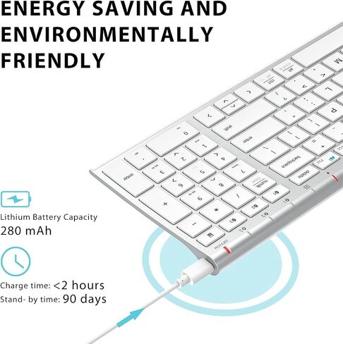 iClever Bluetooth Keyboard Quiet Typing Multi-Device USB-C Rechargeable – Slim Wireless Keyboard for Mac Windows iPad Office in Saudi Arabia