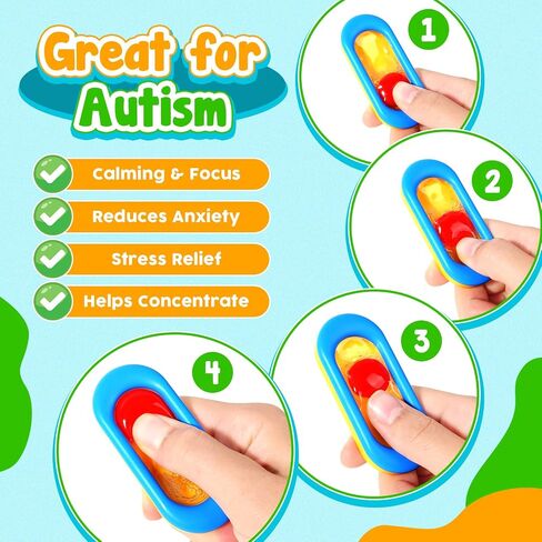 Sensory Marble Fidget for Kids Classroom- 18 Pack Gel Squeeze Stress Anxiety Autistic ADHD, Quiet Fidget Classroom Treasure Box Prize, Adult Special Needs Worry Stones, Bulk Gifts Stocking Stuffers in Saudi Arabia