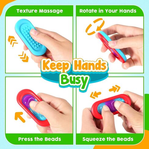 Sensory Marble Fidget for Kids Classroom- 18 Pack Gel Squeeze Stress Anxiety Autistic ADHD, Quiet Fidget Classroom Treasure Box Prize, Adult Special Needs Worry Stones, Bulk Gifts Stocking Stuffers in Saudi Arabia