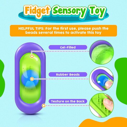 Sensory Marble Fidget for Kids Classroom- 18 Pack Gel Squeeze Stress Anxiety Autistic ADHD, Quiet Fidget Classroom Treasure Box Prize, Adult Special Needs Worry Stones, Bulk Gifts Stocking Stuffers in Saudi Arabia