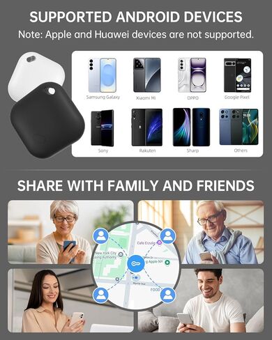 علامات تعقب الهواء لنظام Android （ليس لنظام iOS أو Huawei） Tracker Bluetooth لعلامة Tracking Smart Smart لـ Google Find My Device App Siteer لـ Backpack و Keys (White & Black-4pcs) in Kuwait