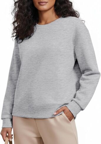 Pinspark Soft Crewneck Sweatshirt للنساء الأكمام الطويلة خفيفة الوزن اليوغا من البلوزات غير الرسمية Fall Fashion 2025 in Kuwait