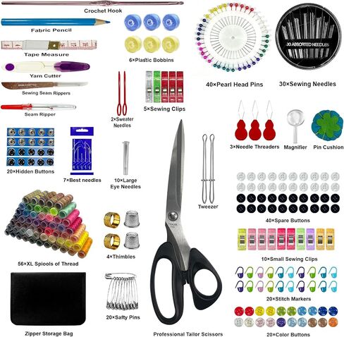 305Pcs Sewing Kit for Adults, 56Color Thread Spools, Portable Needle and Thread Kit for Sewing, with Scissors and Accessories for Adults, Beginner, Home, Travel, Emergency Sewing Kits in Saudi Arabia