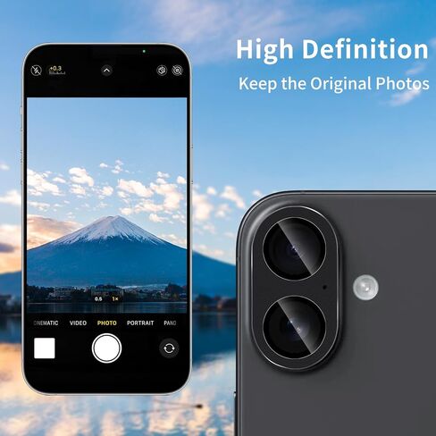 Compatible with iPhone 16 and 16 Plus Camera Lens Protector, Bling Rhinestone Sparkle Diamond 9H Tempered Glass Lens Cover Shockproof Full Protective Camera Cover in Kuwait