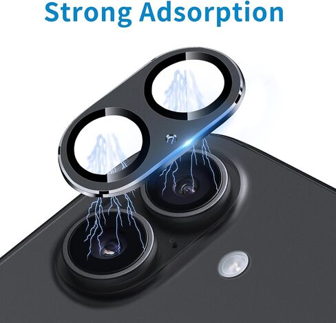 Compatible with iPhone 16 and 16 Plus Camera Lens Protector, Bling Rhinestone Sparkle Diamond 9H Tempered Glass Lens Cover Shockproof Full Protective Camera Cover in Kuwait
