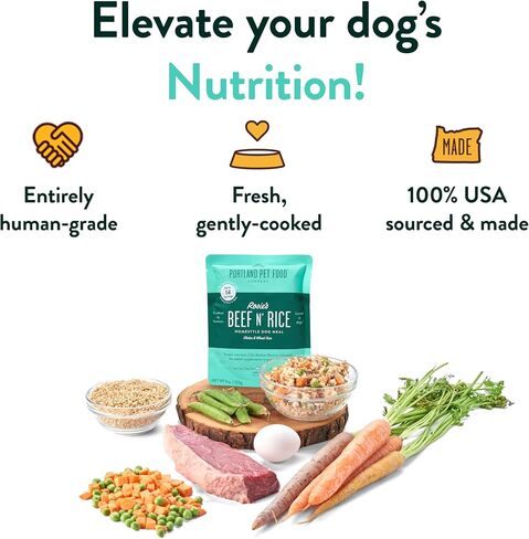 شركة Portland Pet Food Company Fresh Dog Food Pouches - Mix -Mix -Mix -Mix من الدرجة البشرية ووجبات الحيوانات الأليفة الرطبة - جرو صغير وكبير كبار الكلاب - أغطية وجبة خالية من الغلوتين ، مصنوعة في الولايات المتحدة الأمريكية - 6 حزمة متنوعة in Kuwait