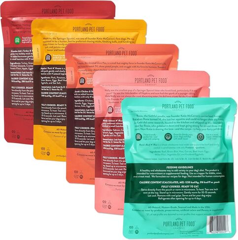 شركة Portland Pet Food Company Fresh Dog Food Pouches - Mix -Mix -Mix -Mix من الدرجة البشرية ووجبات الحيوانات الأليفة الرطبة - جرو صغير وكبير كبار الكلاب - أغطية وجبة خالية من الغلوتين ، مصنوعة في الولايات المتحدة الأمريكية - 6 حزمة متنوعة in Kuwait