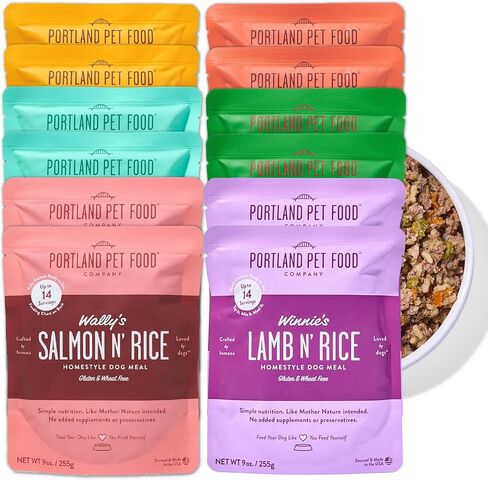 شركة Portland Pet Food Company Fresh Dog Food Pouches - Mix -Mix -Mix -Mix من الدرجة البشرية ووجبات الحيوانات الأليفة الرطبة - جرو صغير وكبير كبار الكلاب - أغطية وجبة خالية من الغلوتين ، مصنوعة في الولايات المتحدة الأمريكية - 6 حزمة متنوعة in Kuwait