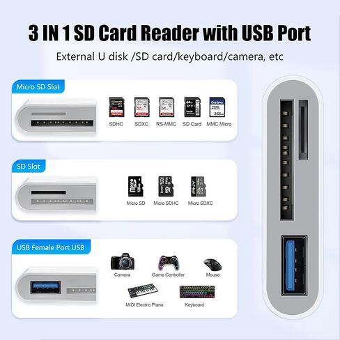 MaxRenard USB-C SD Card Reader for iPhone & iPad, Dual-Port Memory Card Adapter for Cameras – Supports SD, Micro SD, USB 3.0, Plug & Play – No App Needed in Kuwait