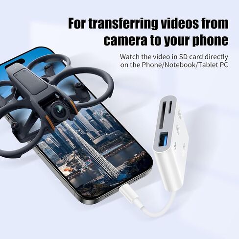 MaxRenard USB-C SD Card Reader for iPhone & iPad, Dual-Port Memory Card Adapter for Cameras – Supports SD, Micro SD, USB 3.0, Plug & Play – No App Needed in Kuwait