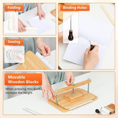 JFNoraiva Book Press, 11 * 7.9 in Bamboo Wooden Book Binding, Portable Books Binding for DIY & Beginners Bookbinding in Saudi Arabia