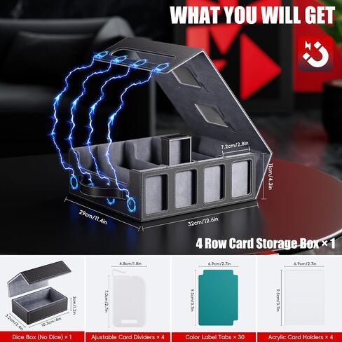 Trading Card Storage Box – 3500+ Magnetic MTG Deck Box with Handle,Commander & Toploader Display, Dice Box,4 Dividers & 30 Color Labels – Fits for TCG,MTG,Yu-Gi-Oh and Sport cards in Saudi Arabia