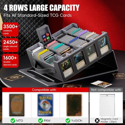 Trading Card Storage Box – 3500+ Magnetic MTG Deck Box with Handle,Commander & Toploader Display, Dice Box,4 Dividers & 30 Color Labels – Fits for TCG,MTG,Yu-Gi-Oh and Sport cards in Saudi Arabia
