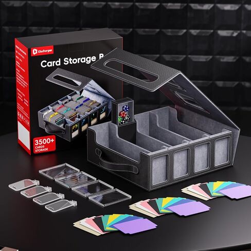 Trading Card Storage Box – 3500+ Magnetic MTG Deck Box with Handle,Commander & Toploader Display, Dice Box,4 Dividers & 30 Color Labels – Fits for TCG,MTG,Yu-Gi-Oh and Sport cards in Saudi Arabia