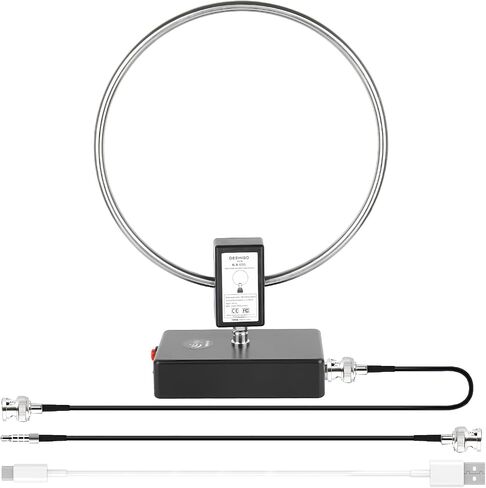 K-480WLA Portable Active Loop Antenna 0.5MHz-500MHz 30dBi Broadband Receiving Antenna | Built-in Filter | LW/MW/SW/FM/VHF/HF/Air 6 Meters SDR Ham Radio Antenna with 1800mAh Battery in Kuwait